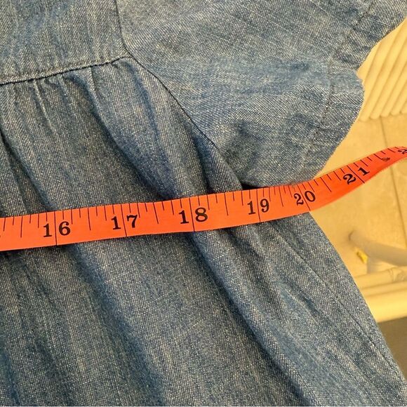 Mustard Seed Chambray Ruffle Short Sleeve Blue Top Size Medium - Picture 5 of 6